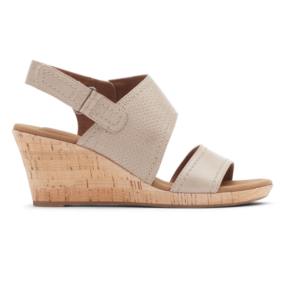 Rockport Singapore Womens Sandals - Briah Asymmetrical 2-Piece Beige - UE2153408